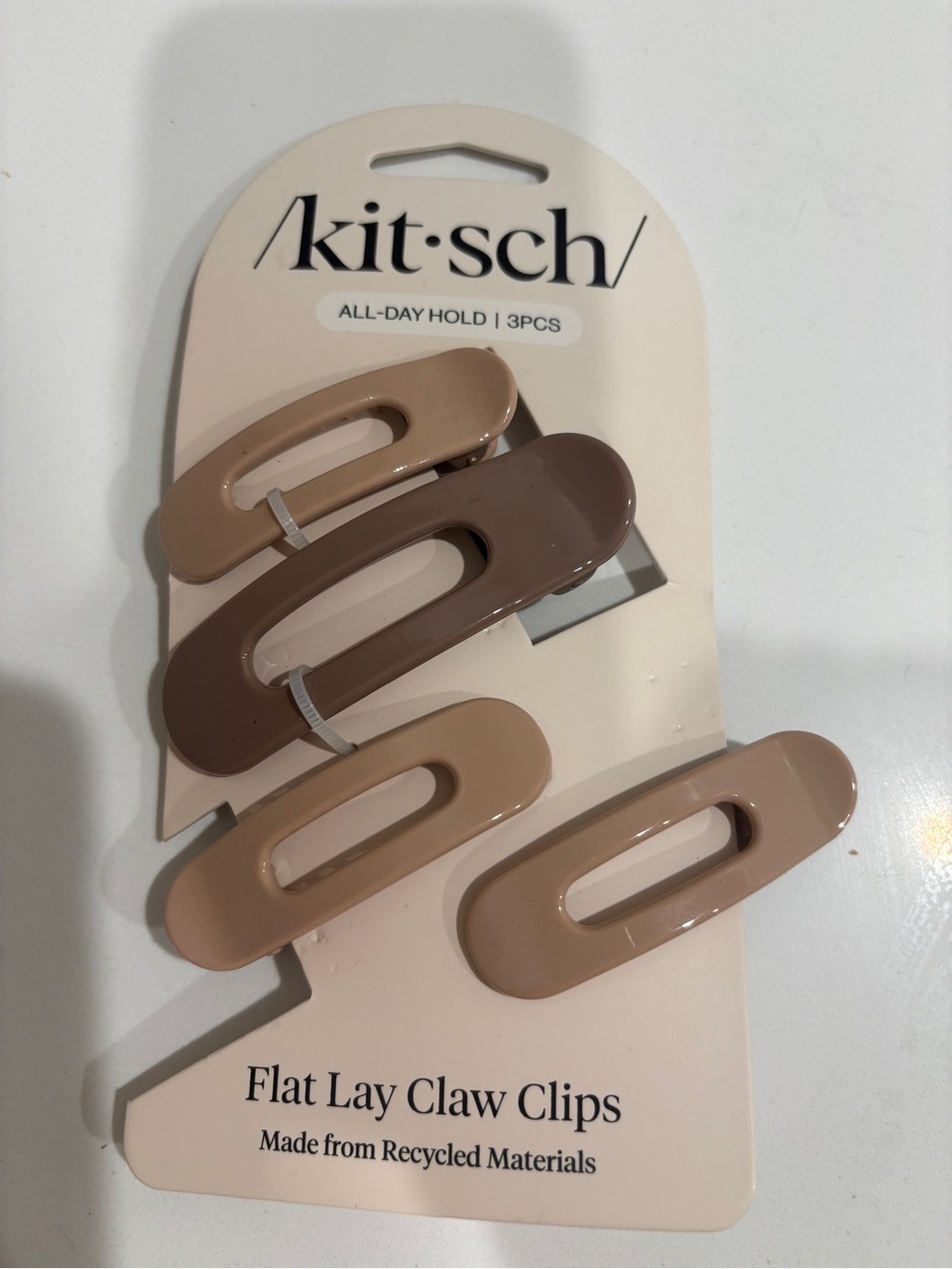 kitsch Neutral Resin Flat Lay Claw Clips - 3 Pack - extra one added. NWT